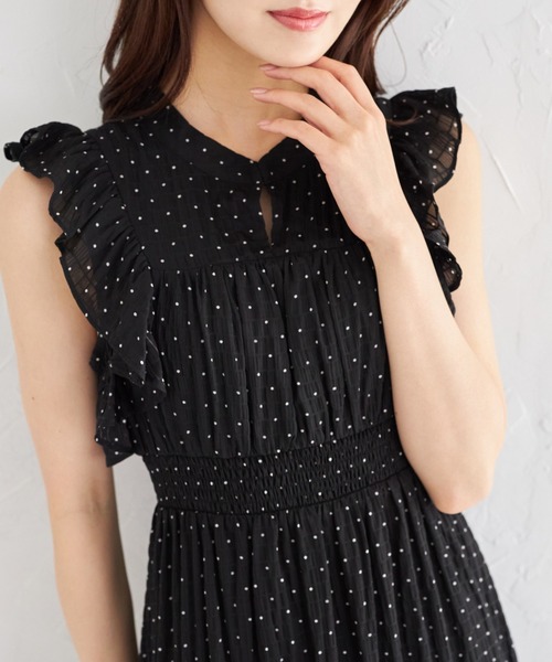 tocco closet ワンピース フリル付きドットシャーリング
