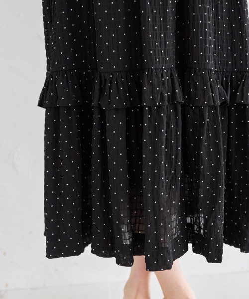 tocco closet ワンピース フリル付きドットシャーリング