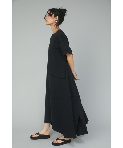 n*n様 美品　HERIN.CYE ロングワンピース 半袖 切替 HeRIN.CYE 「HeRIN.CYE」 半袖ワンピース FREE ブラック