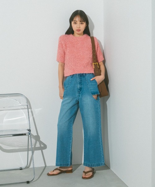 「VANNIE U」 加工デニムパンツ L ブルー レディース