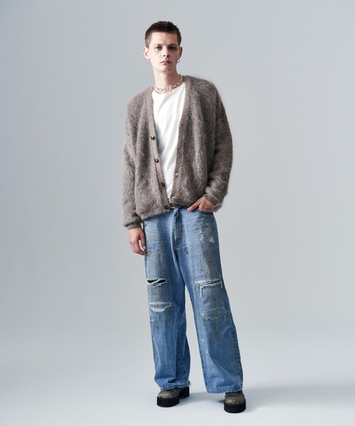 美品 ルグランブルー　モヘア混ジップパーカー　カーディガン glamb（グラム） カーディガン Blue Noise Mohair Cardigan / ブルー
