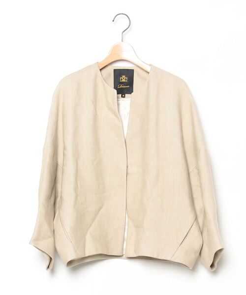 Drawer ノーカラージャケット 38サイズ DRAWER（ドゥロワー） ノーカラージャケット 38 ベージュ レディース