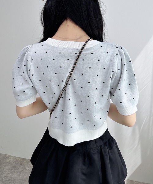 INGNI（イング） カーディガン ドット柄ジャガード半袖ニット