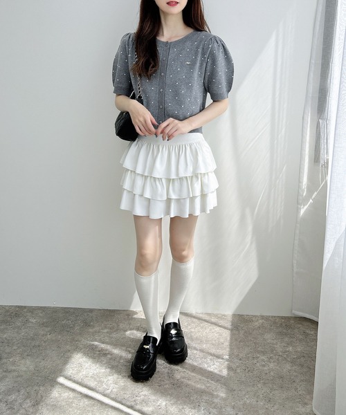INGNI（イング） カーディガン ドット柄ジャガード半袖ニット