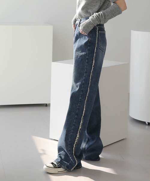 「UNE MANSION」 加工デニムパンツ LARGE ブラック レディース
