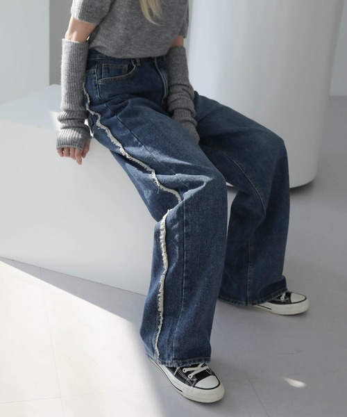 「UNE MANSION」 加工デニムパンツ LARGE ブラック レディース