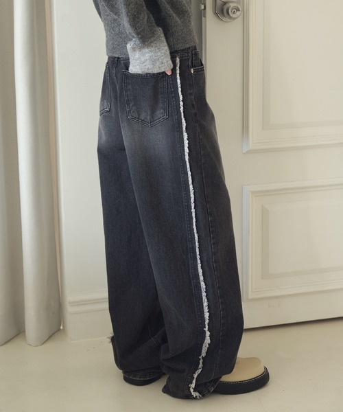 「UNE MANSION」 加工デニムパンツ LARGE ブラック レディース