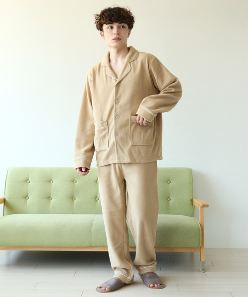 パジャマ 前開き 襟付き HIGHQUALITY FLEECE 暖か軽量 ハイクォリティ フリース 上下 セットアップ ルームウエア メンズ レディー | ARCADE | 03