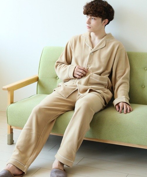 パジャマ 前開き 襟付き HIGHQUALITY FLEECE 暖か軽量 ハイクォリティ フリース 上下 セットアップ ルームウエア メンズ レディー | ARCADE | 11