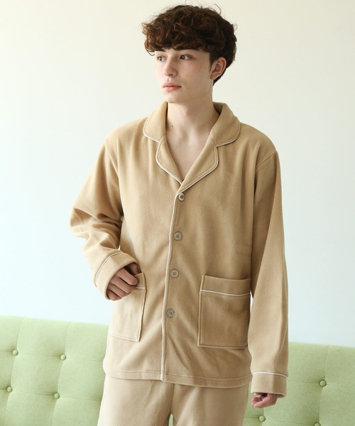 パジャマ 前開き 襟付き HIGHQUALITY FLEECE 暖か軽量 ハイクォリティ フリース 上下 セットアップ ルームウエア メンズ レディー | ARCADE | 13