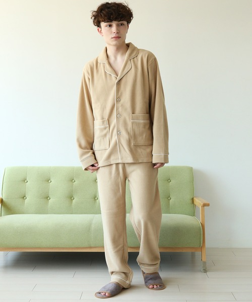 パジャマ 前開き 襟付き HIGHQUALITY FLEECE 暖か軽量 ハイクォリティ フリース 上下 セットアップ ルームウエア メンズ レディー | ARCADE | 14