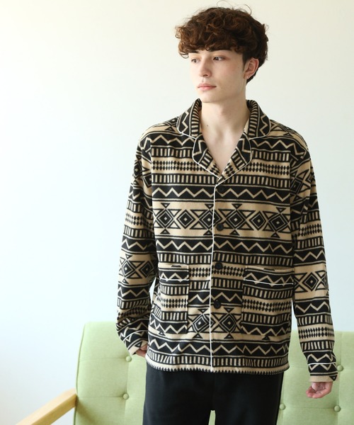 パジャマ 前開き 襟付き HIGHQUALITY FLEECE 暖か軽量 ハイクォリティ フリース 上下 セットアップ ルームウエア メンズ レディー | ARCADE | 17