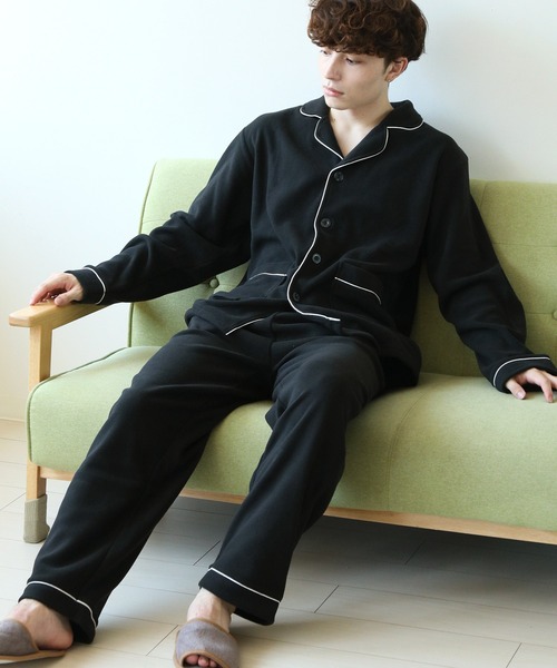 パジャマ 前開き 襟付き HIGHQUALITY FLEECE 暖か軽量 ハイクォリティ フリース 上下 セットアップ ルームウエア メンズ レディー | ARCADE | 21