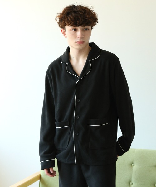 パジャマ 前開き 襟付き HIGHQUALITY FLEECE 暖か軽量 ハイクォリティ フリース 上下 セットアップ ルームウエア メンズ レディー | ARCADE | 23