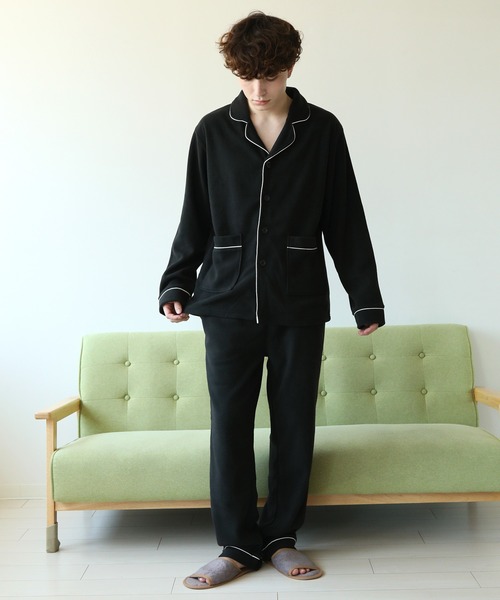 パジャマ 前開き 襟付き HIGHQUALITY FLEECE 暖か軽量 ハイクォリティ フリース 上下 セットアップ ルームウエア メンズ レディー | ARCADE | 24