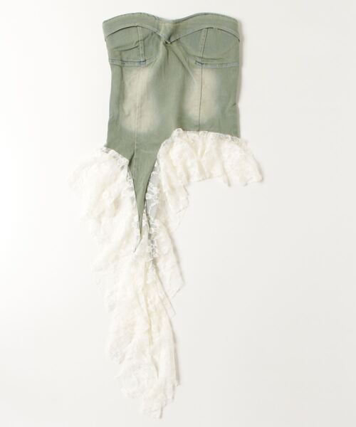 gossip!ロサンゼルス ワンピース Y2K フリルバンディングデニム