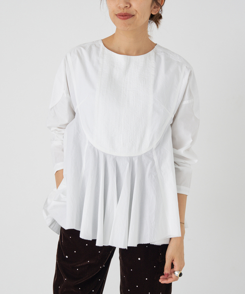 アユーシ 別注 フロントピンタックペプラムブラウス IENA AAYUSHI/アユーシ別注 フロントピンタックペプラムブラウス