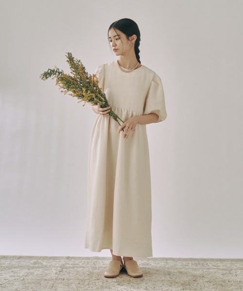 「moi tytto」 半袖ワンピース FREE ベージュ レディース_画像4