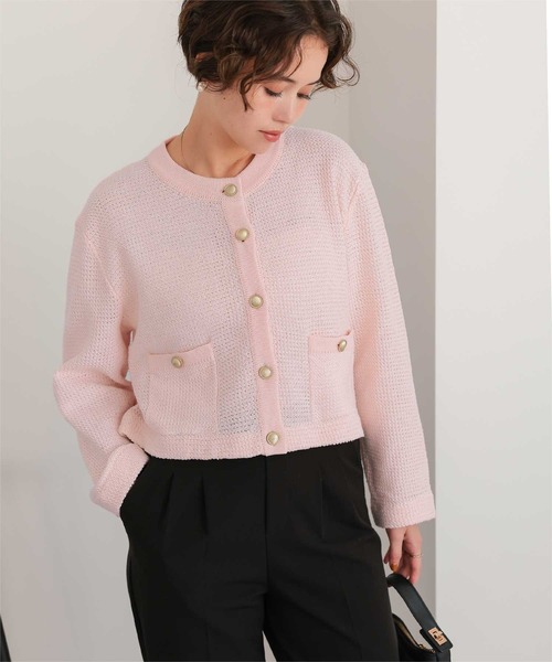 極美品✨カシミヤ　ダーマコレクション　ツイードニットコート　カーディガン　上品 極美品✨カシミヤ ダーマコレクション ツイードニットコート