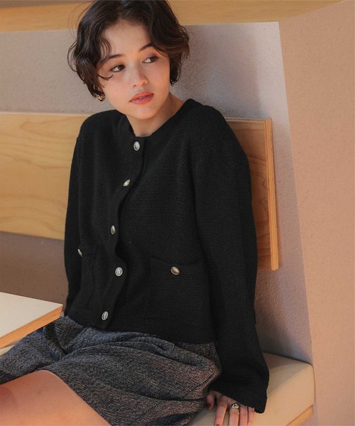 titivate（ティティベイト） カーディガン サマーツイードニット