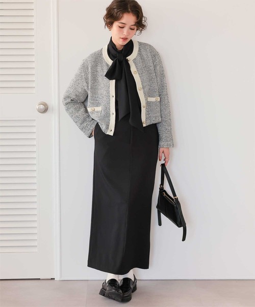 極美品✨カシミヤ　ダーマコレクション　ツイードニットコート　カーディガン　上品 極美品✨カシミヤ ダーマコレクション ツイードニットコート