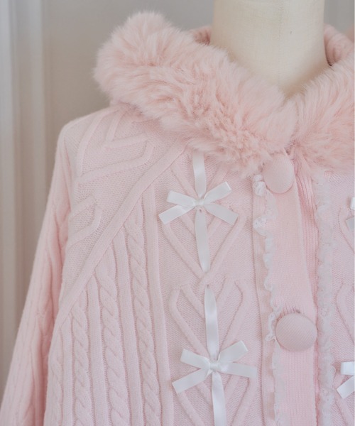 新品　mellfymemory ニットポンチョ Fluffy Meringue Ribbon ニットポンチョ – mellfy memory