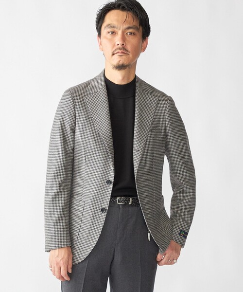 ジャケット テーラードジャケット SHIPS: Lanificio di pray ハウンドトゥース ジャケット メンズの画像