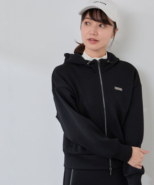 JUN&ROPE'（ジュンアンドロペ） パーカー ロゴキルト風ジャガード