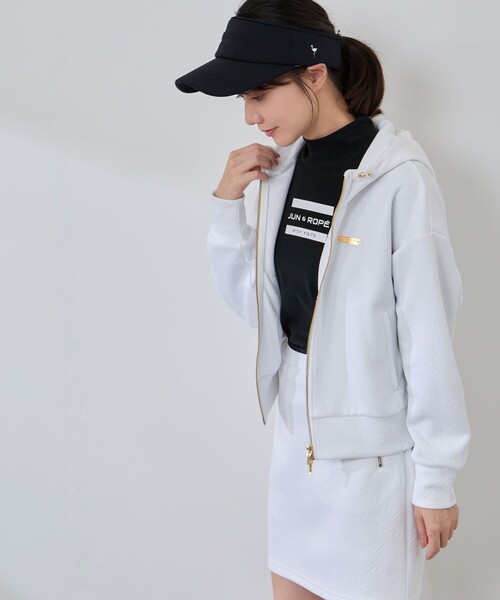 JUN&ROPE'（ジュンアンドロペ） パーカー ロゴキルト風ジャガード