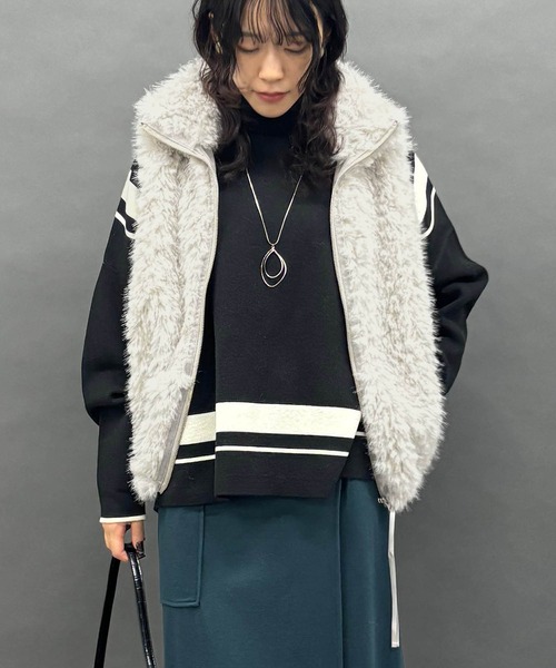 NICOLE white（ニコルホワイト） ベスト ジレ ファーベスト レディース