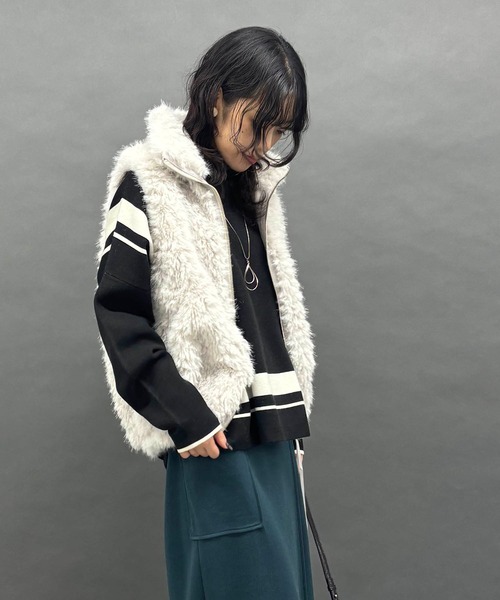 NICOLE white（ニコルホワイト） ベスト ジレ ファーベスト レディース