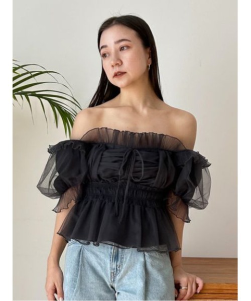 「SNIDEL」 半袖ブラウス ONE SIZE ブラック レディースの画像