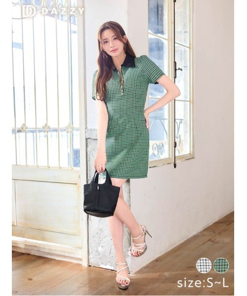 「DAZZY」 シャツワンピース S グリーン レディース_画像8