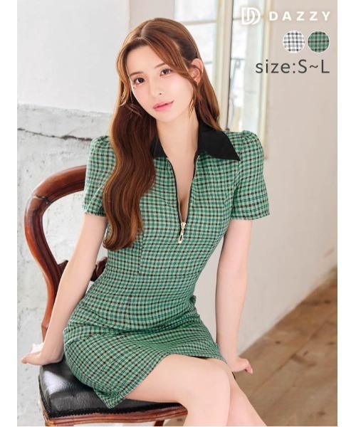 「DAZZY」 シャツワンピース S グリーン レディース_画像9