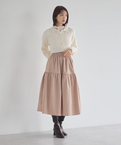 シャーリングティアードスカート natural couture スカート 「WEB限定」シャーリングティアードスカート