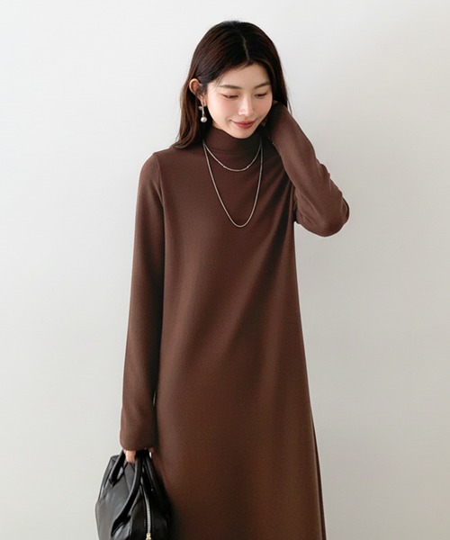 CABaN コットン カシミヤ ハイネック ワンピース キャメル マキシ丈 M CABaN コットン カシミヤ ハイネック ワンピース キャメル マキシ丈 M