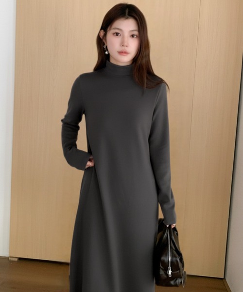 新品未使用 タグ付 アパルトモン オフタートルネック マキシ ワンピース ワンピース 「選べる着丈」裏起毛 タートルネックマキシワンピース