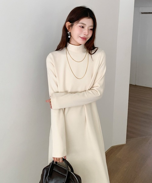 新品未使用 タグ付 アパルトモン オフタートルネック マキシ ワンピース ワンピース 「選べる着丈」裏起毛 タートルネックマキシワンピース