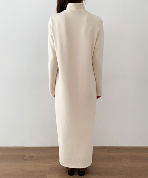 ワンピース 「選べる着丈」裏起毛 タートルネックマキシワンピース