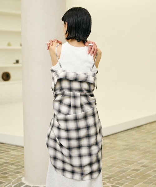 AIC. ブラウス シャツ 2WAYアレンジシアーチェックオーバーシャツ