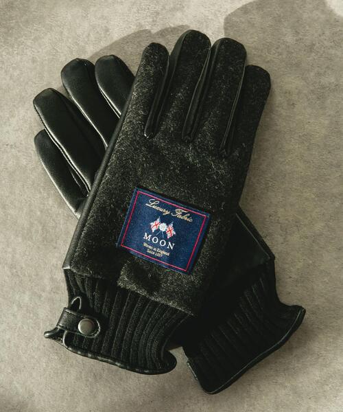 【NAVY】MOONツイードレザーグローブ URBAN RESEARCH DOORS（アーバンリサーチドアーズ） 手袋 MOONツイード