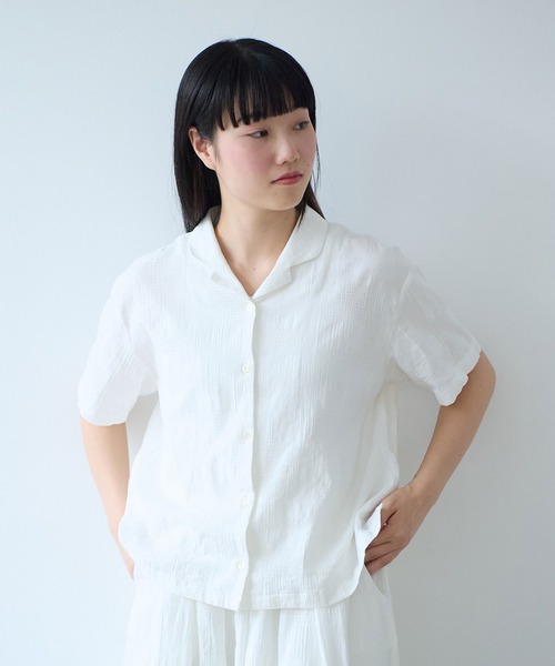 bulle de savon（ビュルデサボン） ブラウス シャツ 半袖 patchwork 