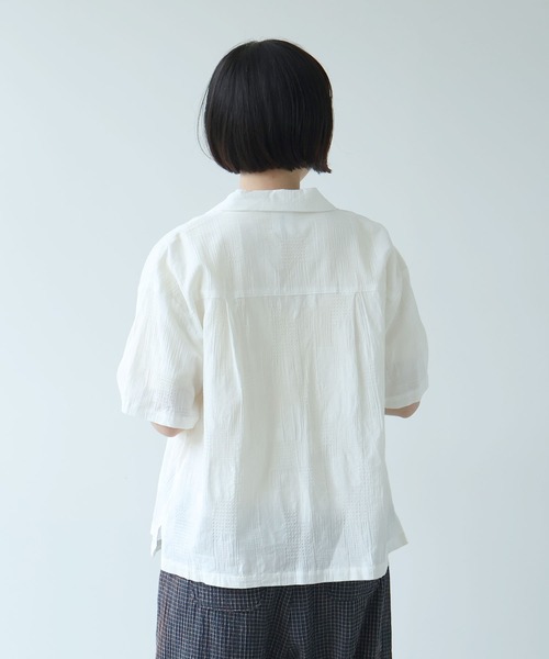 bulle de savon（ビュルデサボン） ブラウス シャツ 半袖 patchwork 