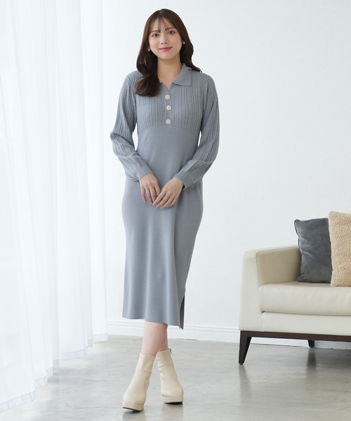 ASTORIA ODIER（アストリアオディール） ワンピース ケーブル切替ポロ