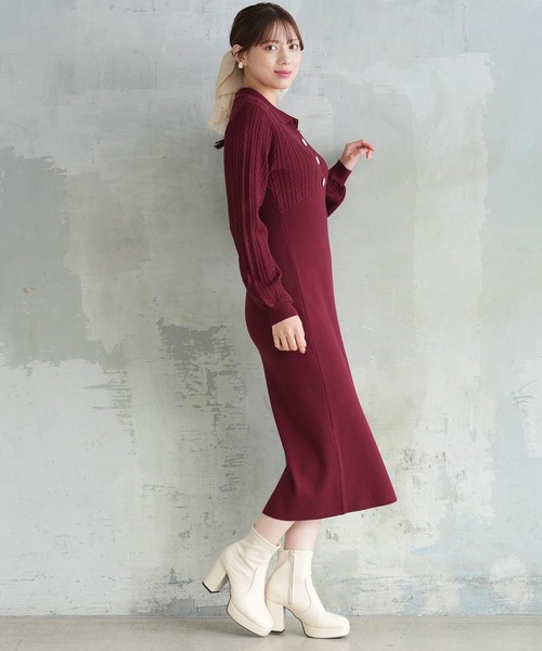 ASTORIA ODIER（アストリアオディール） ワンピース ケーブル切替ポロ