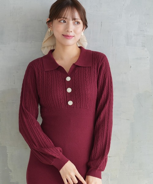 ASTORIA ODIER（アストリアオディール） ワンピース ケーブル切替ポロ