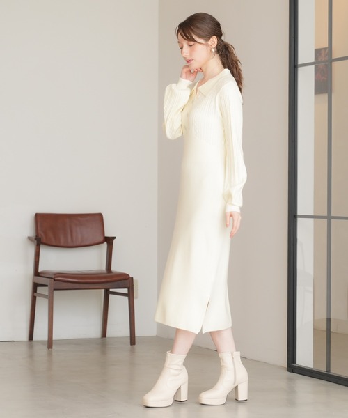 ASTORIA ODIER（アストリアオディール） ワンピース ケーブル切替ポロ