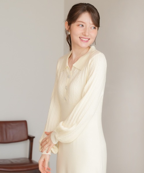 ASTORIA ODIER（アストリアオディール） ワンピース ケーブル切替ポロ