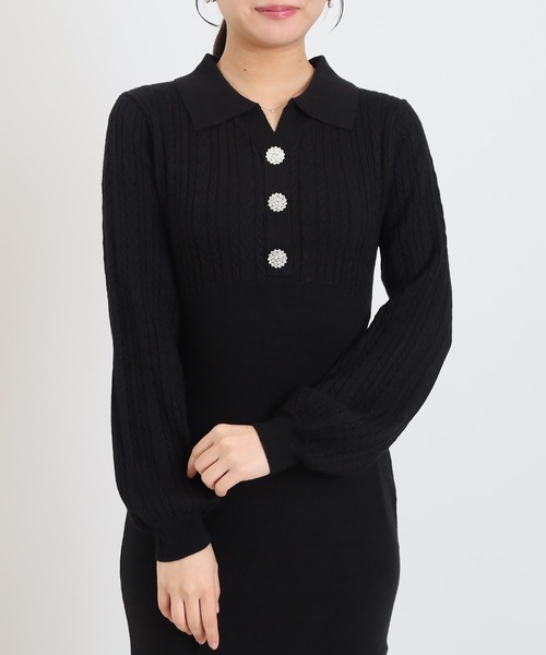 ASTORIA ODIER（アストリアオディール） ワンピース ケーブル切替ポロ