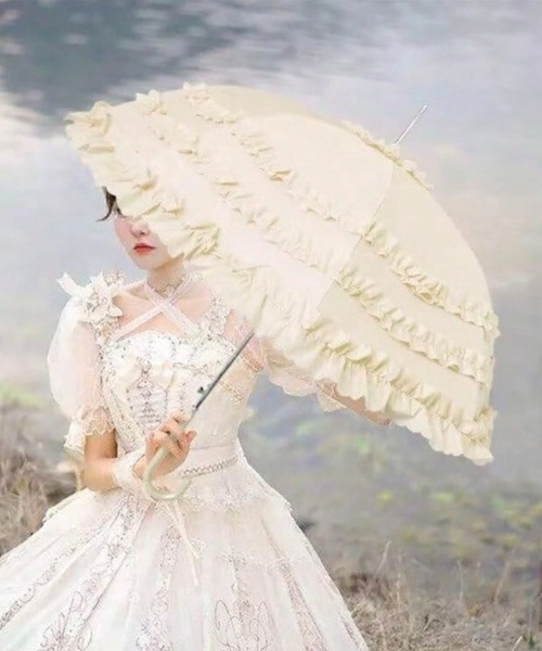 MAISON SELECT 傘 11D21-TJ フリル 日傘 ロリィタ ガーリー 長傘